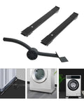 Heavy Duty Washing Machine Stand With Wheels And Shockproof Pads, Stainless Steel Appliance Dolly Mover For Frigidaire Dishwasher, components including steel rails and black wheels.
