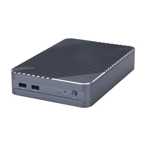Compact Intel Core I5 1135G7 Mini PC With 16GB DDR4 Ram And 128GB M2 Ssd, gray mini computer box with USB ports.