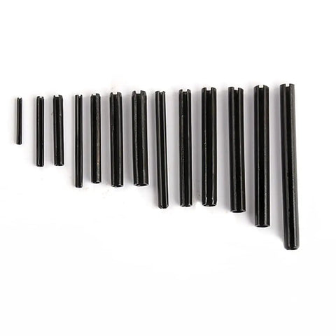 Pro Grade Roll Pins Assortment Kit With Slotted Spring Dowel Pins 450 Pcs For Cogs And Wheels Hollow Steel With Black Oxide Finish Durable And Corrosion Resistant Ideal For DIY And Professional Mechanical Assemblies. black slotted steel roll pins