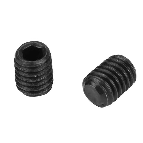 Two black metal set screws for Rotatable Universal Joint Shaft Coupling 0.5x0.9x2.2 Inch Metal U Joint for DIY projects and machinery.