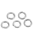 Five 100 Pcs M4 304 Stainless Steel Split Lock Washers Set, Spring Washers for Fasteners, on white background
