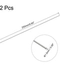 Set of 2 stainless steel capillary tubes, 250mm long, Ø1.5mm with 0.2mm wall, for industrial machinery.