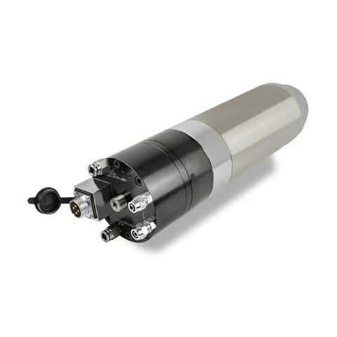 Smooth Running 3.5 Kw Cnc Water Cooled Spindle With Bt30 Taper And 18000 Rpm Automatic Tool Changer, gray and black design.