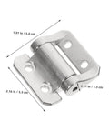Close-up of LIFKOME cabinet door hinge damping mechanism; metal hinge with mounting holes.