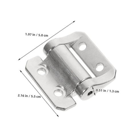Close-up of LIFKOME cabinet door hinge damping mechanism; metal hinge with mounting holes.