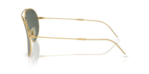 Side view of Aviator Reverse Sunglasses With Gold Frame And Dark Green Lenses 59 mm featuring thin metal arms and sleek design