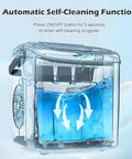 Kick Ass Portable Countertop Ice Maker Machine with transparent design showcasing automatic self-cleaning function and water flow.