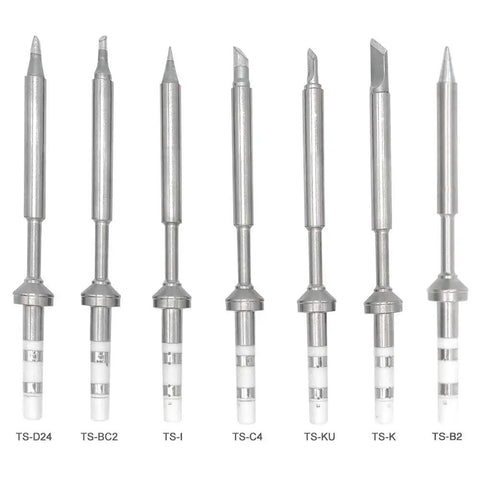 7 Piece Mini Stainless Steel Soldering Iron Tip Set For TS100 TS101 And Various Models Quick Heat Up Replacement Parts