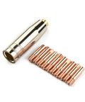 Pro-Grade 0.9mm MIG Welding Nozzles M6 Fit MB-15AK Torch Pack Of 12 Brass Tips with Tube Holder Insert