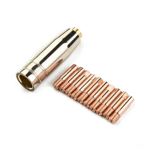 Pro-Grade 0.9mm MIG Welding Nozzles M6 Fit MB-15AK Torch Pack Of 12 Brass Tips with Tube Holder Insert