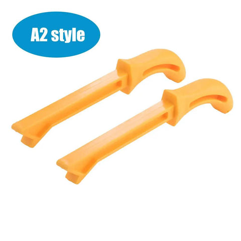 Safety Woodworking Push Stick For Table Saws And Router Tables That Keeps Your Hands Safe Delivers Rock Solid Stock Control Smooth Pushes Heavy Duty Non Slip Grip Ergonomic Design For Woodworkers with two orange push sticks in A2 style.