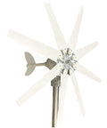 2000W Wind Turbine Generator Kit With Eight Blade Wind Power Generator mounted on pole, showing white nylon blades