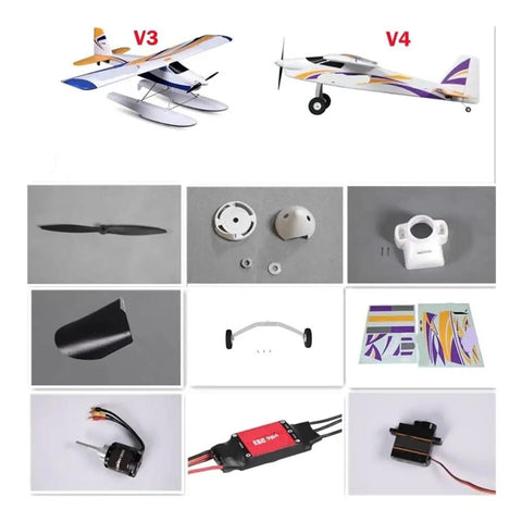 1220mm RC Trainer Parts Kit With Propellers Spinner Motor Shaft Mount Board Landing Gear And ESC For Model Aircraft Including 3136 KV 1200 Motor Ready To Fly Beginner Friendly components display