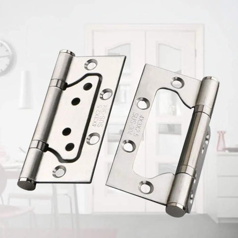 Stainless Steel Flat Cabinet Door Hinge Set 2 Pieces Heavy Duty Silent Hinges for Cabinets Windows and Wooden Boxes in front view