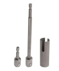 Heavy Duty Stainless Steel Trailer Jack Drill Adapter With T Slot Design For Securing Sockets On Rvs Campers in gray finish.