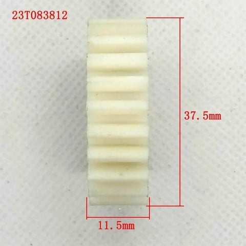 Side view of a 23-tooth, 37.5mm nylon gearbox bearing for electric bike motors, highlighting dimensions, part of Three Pack 38mm 23-Tooth Nylon Gearbox Bearings For Electric Bike Motors, 8mm Bore, Ball Bearing Clutch Planetary Gear Transmission, Durable Plastic Ebike Components For Lightweight, High-Load Performance.