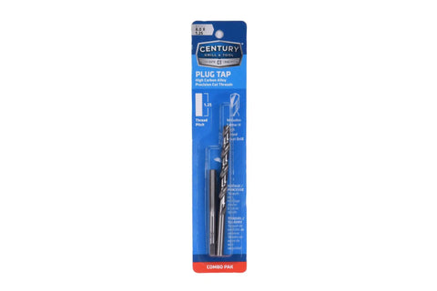 Pro Grade Metric Plug Tap and H Drill Set in High Carbon Steel 8.0mm by 1.25 Pitch in retail packaging