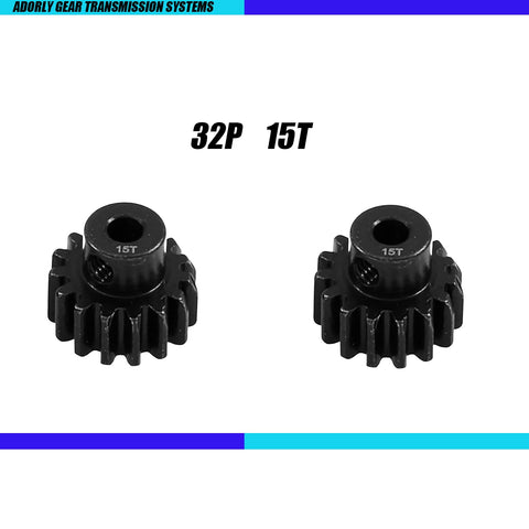 2 Pack 15 Tooth Pinion Gear 32 Pitch Hardened Steel CNC Machined Upgrade For RC Cars And Trucks 15T Pinion Compatible