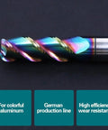 Amazon rainbow-coated round-nose milling cutter end mill, tungsten carbide, 3-flute CNC tool.