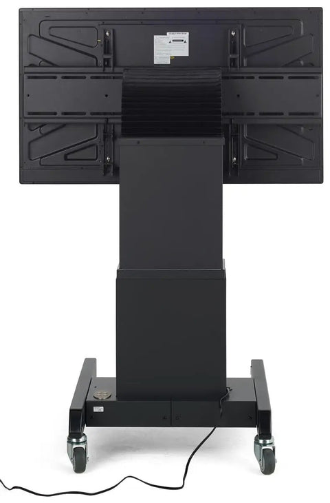 Built Tough 43 Inch Touchscreen Digital Signage Stand With Smooth Motorized Lift And Tilt Crisp Full HD 1080P Workhorse Mobile Kiosk rear view.