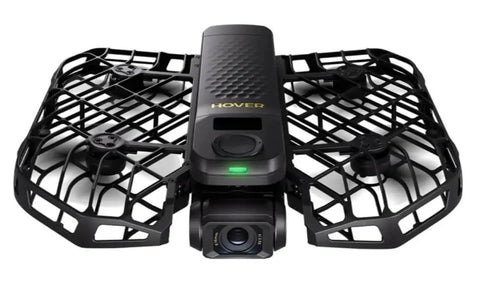 Promax 8K Self Flying Drone With Pocket AI Tracking Action Camera in black, featuring a compact design and front camera view.
