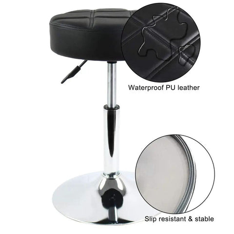 Height Adjustable Padded Shop Stool With 360 Degree Swivel for counter desk, featuring black PU leather cushioned seat