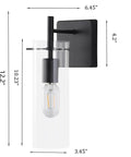 Black Wall Sconce Set Of 2 Modern Bathroom Vanity Lights Featuring Clear Glass Shades And Sturdy Metal Black Finish Perfect Wall Lighting Fixtures For Bedroom Mirror Living Room Farmhouse Decor Easy Installation Up Or Down Mount. Image shows one sconce with dimensions 12.2 H x 4.2 W.