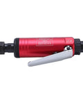 Badass Stainless Steel Air Die Grinder 90 Psi Pneumatic Tool With Adjustable Speed And Turbo Spindle For Precision Grinding Polishing Metal Work And Chopping Iron On Any Job Site, red metal body with lever.