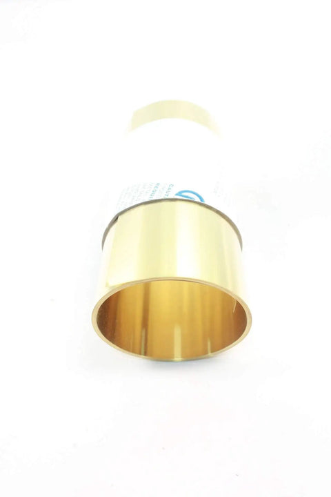 Brass Shim Stock Roll 6 Inch By 100 Inch 0.008 Inch Thick For Precision Machining And Calibration displayed on white background