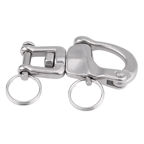 Killer Strength 316 Stainless Steel Jaw Swivel Snap Shackle With Quick Release Pin For Sailboat Halyard And Spinnaker Hook Straight Up Marine Gear Heavy Duty Hardware 70mm