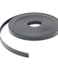 Heavy Duty GT2 Polyurethane Timing Belt With Reinforced Steel Wire For 3D Printers And CNC Setups, black, 9mm wide, coiled design.