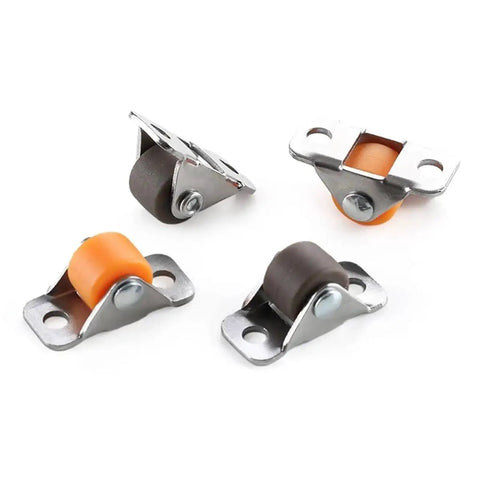 16 Piece Heavy Duty Half Inch Straight Casters With Silent Rubber Wheels Deliver Smooth Gliding Action For Furniture And Storage Boxes - Close-up view of casters.