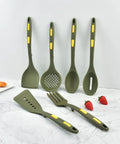 Heavy Duty Silicone Kitchen Utensil Set With Hooks 7 Piece Nonstick Heat Resistant Slotted Spoon Spatula Stirring Fork Spoon