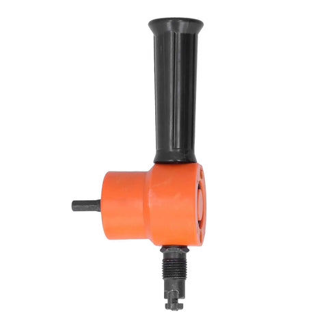 Side view of Beefy Pro Grade Double Head Nibbler 360 Degree Adjustable Heavy Duty Metal Drill Attachment