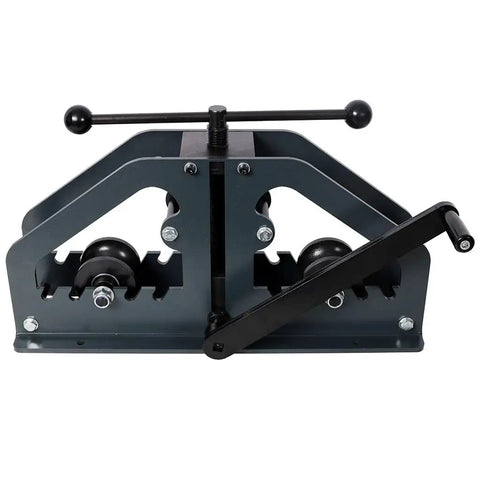 Heavy Duty Manual Tube Roller Bender with black hand crank, carbon steel construction, for 1-1/2 inch tube bending.