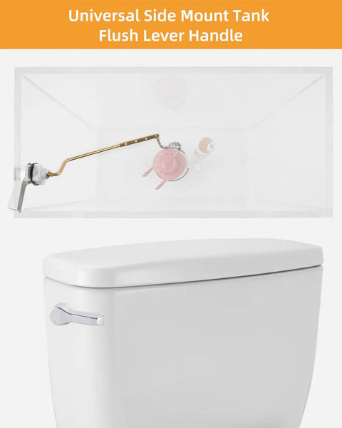 Universal Side Mount Toilet Handle Replacement Kit With Brass Flush Lever And Stainless Steel Flapper Chains, Chrome Finish, Fits Most Toilets, Adjustable Length For Easy Install, Durable Metal Construction