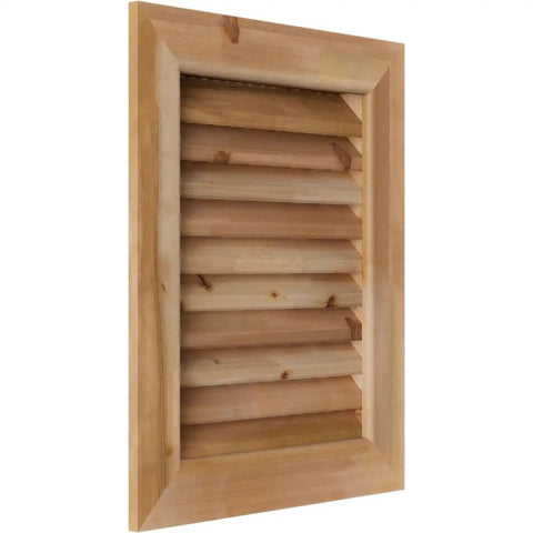 Vertical Gable Vent For Exterior, Western Red Cedar, Unfinished, 12W x 18H Opening And 17W x 23H Frame, Includes Metal Screen