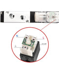 Electric Pneumatic Solenoid Valve 5 Way 2 Position, 220 VAC, 4V210-06 compatible, side view with connection details