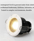 MXJCKSOQ 3CCT 3.5 Inch LED Recessed Lighting Anti-Glare Downlight with water droplets, showcasing IP65 waterproof design.