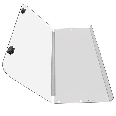 Clear Polycarbonate Folding Windshield for Golf Cart Replacement Part G14 G16 G19 Anti UV Impact Resistant unfolded view.