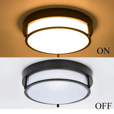 Black Flush Mount Ceiling Light 12 Inch Two Light Fixture For Bedroom Hallway Kitchen Living Room Close To Ceiling On and Off.