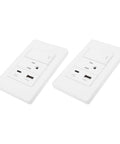 2 Pack Wall Outlet With Usb And Type C Ports, 15 Amp Duplex Receptacle Featuring Single Control Switch For Lightning Fast Charging and No Sweat Installation, white outlet design.