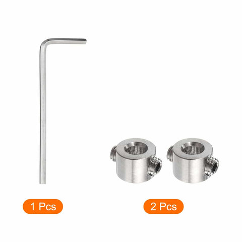 4mm Drill Stop Collar Set With Pro Grade Adjustable Depth Stops, Heavy Duty Stainless Steel Construction, 2 Piece Kit Includes Hex Wrench