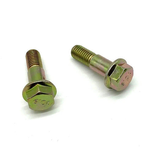 Heavy Duty Crank Position Sensor Shoulder Bolts Set of Two For Jeep Cherokee Xj Wrangler Tj Yj Comanche Zj Engine Swap showing yellow zinc-plated bolts.