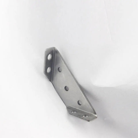 Beefy Trapezoid Angle Brackets Set Of 10 Stainless Steel Corner Braces For Flush Install, close-up of single bracket against white background