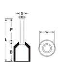 Diagram of Insulated Nylon Ferrule Easy Crimp Connectors for DIN Rail Terminal Blocks AWG 20 0.75mm2 Copper Wire White Cord End