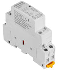 12V DC Contactor 25A 2 Pole With 2 NO Contacts DIN Rail Mount 35mm DIY Ready For Home Power Control, side view of the device.
