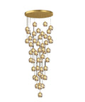 Modern Crystal Chandelier Pendant Light Straight Up Gorgeous Ace Indoor Fixture For Living Room And Stairwells with multiple golden crystal drops.