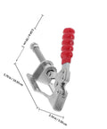 Single clamp from 4 Pack Push Pull Toggle Clamps Rock Solid Heavy Duty Zinc Plated Steel Horizontal Workholding Fixtures Quick Release Woodworking Table Clamps For Jigs Fixtures Welding And Assembly Projects with red handle visible.