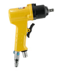 Top Tier Industrial 3/8 Air Impact Wrench Hella Compact Pneumatic Tool Built For Badass Mechanics High Velocity Head Quick Release Chuck All Metal Housing Smooth Drive, yellow pneumatic design.